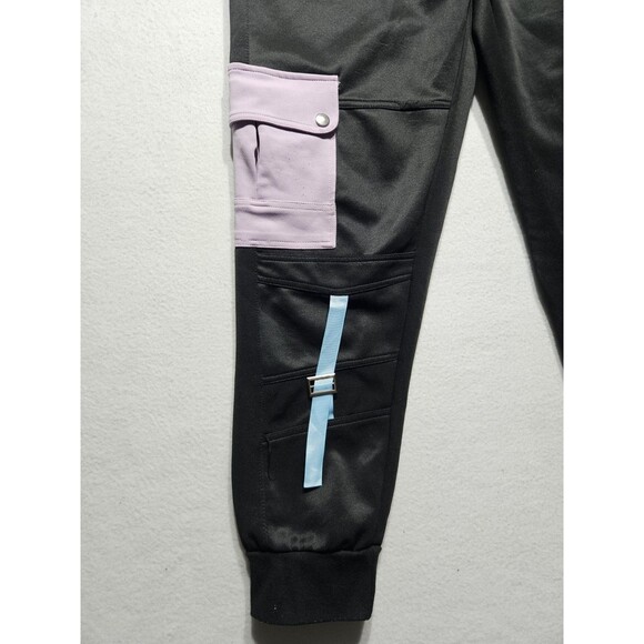 Demolition Cargo Punk Black Pant Baggy Front Pockets Utility Men Y2K Size XL - Picture 4 of 8